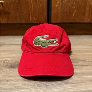 Lacoste Hat Cap Strap Back Red Green Big Crocodile Tennis Adjustable Mens